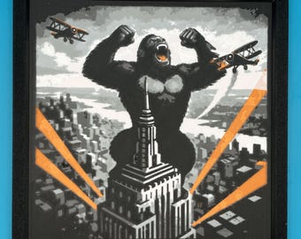 King Kong 3D Print Wall Art | Empire State Building Gorilla Movie Decor Fan Art