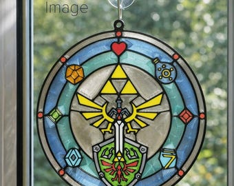 Zelda Inspired Stained Glass Suncatcher 3D Printed Triforce Window Decor