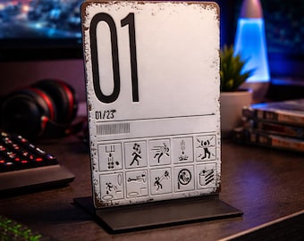 Portal Inspired Test Chamber 01 Desk Sign | 3D Printed Fan Art | Gaming Gift
