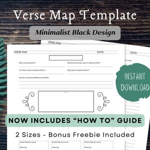 Verse Mating Journal - Minimalist Schwarz - Druckbarer Bibelstudienführer für Kirche, kleine Gruppe, christliches Lager - mit Anweisungen für die Verskarte