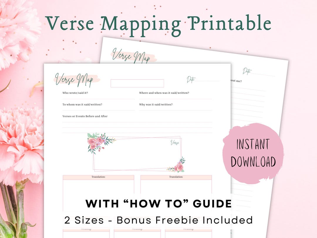 Bible Verse Mapping Printable - Watercolor Pink Floral Design - Bible ...