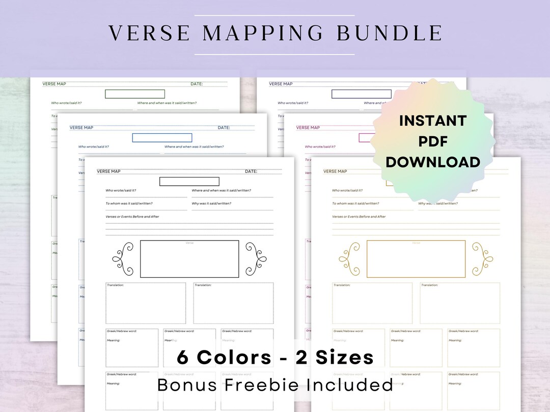 Verse Mapping Printable Bundle - Bible Verse Mapping - Bible Study ...