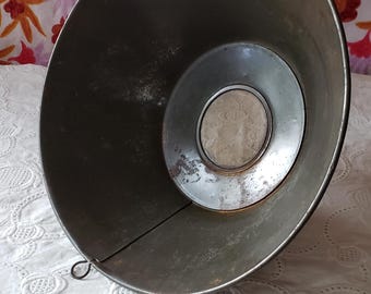 Antique Tin Canning Funnel Milk Strainer w Copper Sieve Farmhouse