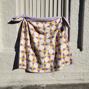 Vintage Polka Dot 100% Cotton Hand Pieced and Hand Quilted Quilt