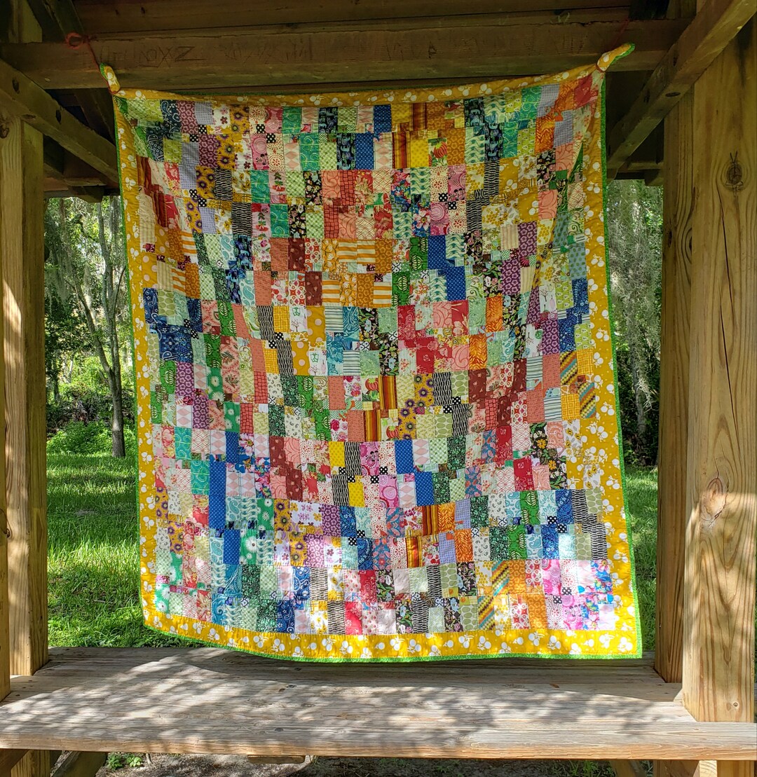 Handmade and Hand Quilted 100% Cotton Scrappy Quilt - Etsy