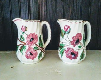 Pair of Blue Ridge Southern Potteries Poppy Pitchers Sweet