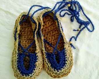 Hand Made Lace Up Hemp and Jute Espadrilles Sandals