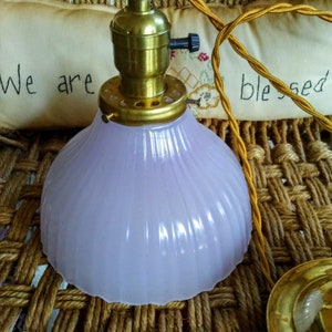 Antique Frosted Amethyst White Pendant Light Hubbel Socket