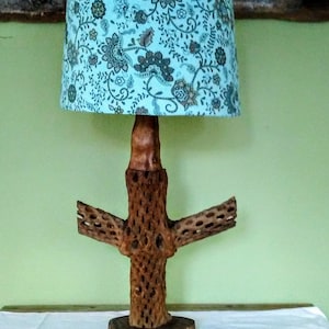 Vintage Mid Century Cactus or Wormwood Lamp with Custom Handmade Shade