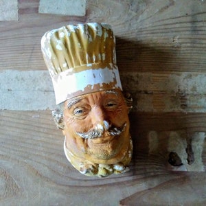 Antique  Bossons Chalkware Chef Wall Hanger England