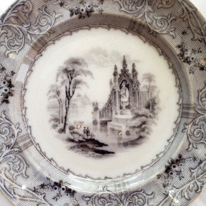 Antique Flo Black Ironstone Plate Longport Staffordshire England