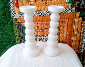 Adorbs Mid Century Anchor Hocking Milk Glass Fluted Vase Pair
