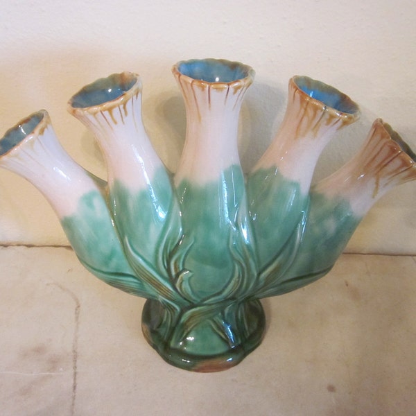 Vintage Blue and Green Glazed Quintal Vase