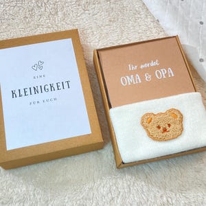 Schwangerschaft verkünden, Geschenkschachtel, Baby Verkündung, Eltern werden, Ihr werdet Oma und Opa mit Babymütze, Überraschung Baby