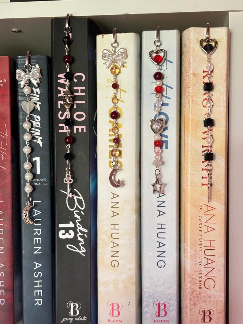 Beaded Book Charm | Silver Page Marker, Book Lover Gift - Etsy