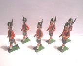 Vintage Mid Century 6 pc Lot of Lead Toy Scots Guards Soldiers Made in England