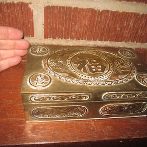 Vintage Chinese Export Brass Keepsake Box with Sandalwood Lining