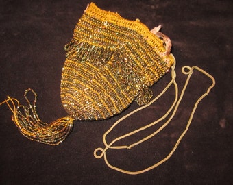 Vintage 1920s Beautiful Beaded Flapper Drawstring Purse for Repair