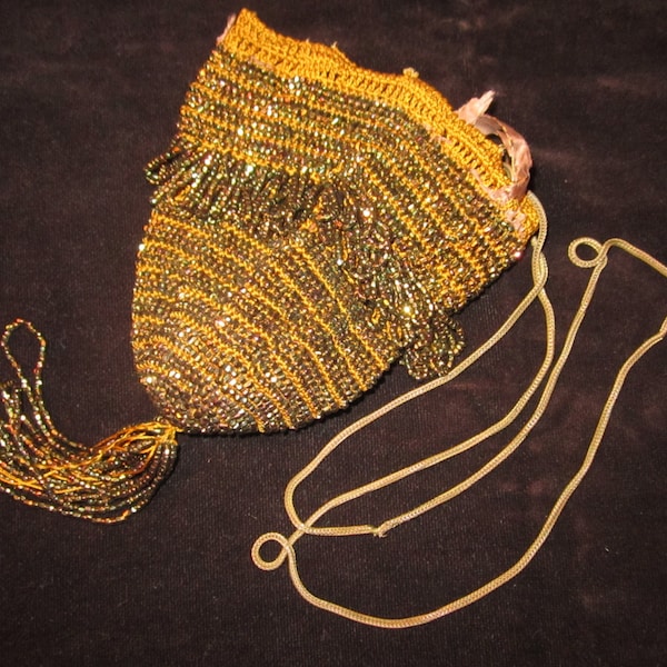 Vintage 1920s Beautiful Beaded Flapper Drawstring Purse for Repair