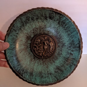 Vintage Round Metal Wall Plaque with Woman "Miriam" Design