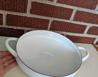 Vintage Danish Modern Dansk Kobenstyle White Enamelware Paella Pan