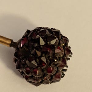 Antique Victorian Edwardian Bohemian Garnet Spherical Hat Pin