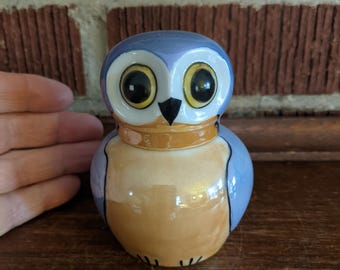 Vintage Noritake Morimura Japanese Porcelain Luster Figural Owl Inkwell