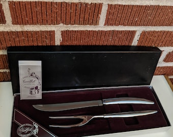 Vintage Carvel Hall Mid Century Modern Stainless Steel Carving Set in Box