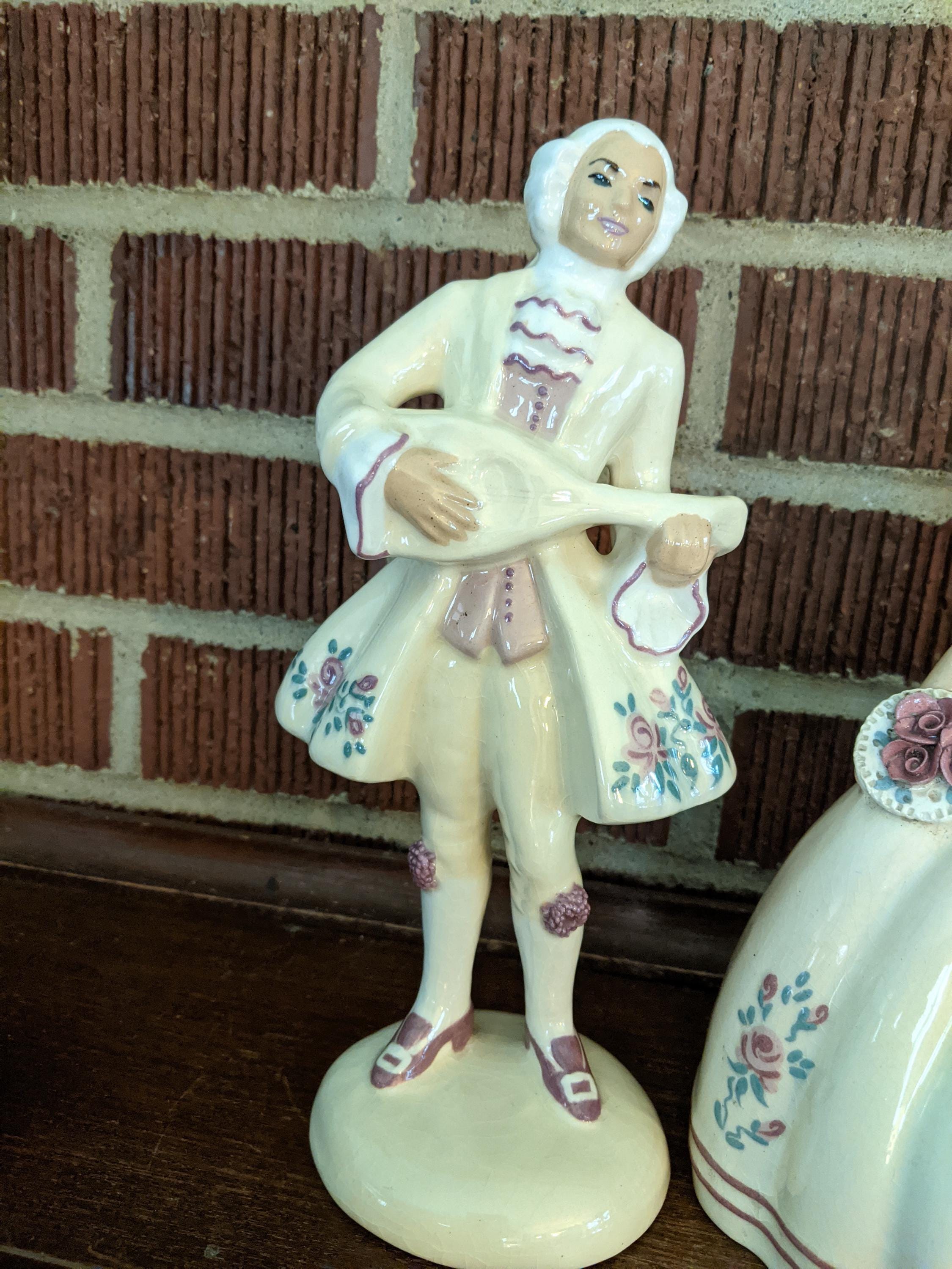 Vintage 1940s Pair of California Pottery Lady and Suitor Figures