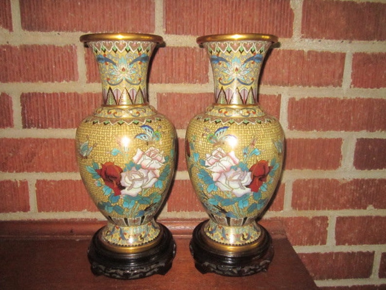 Beautiful Pair Of Large 10 Chinese Cloisonne Vases On Etsy