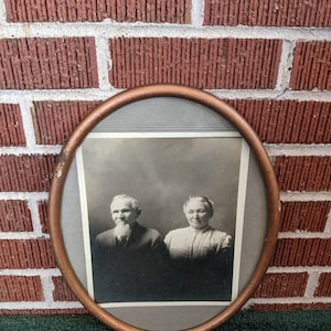 Antique Oval Framed Photograph of Golden Wedding Anniversary Couple Dated 1917