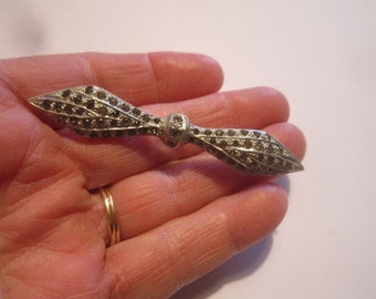 Vintage 1930er/40er Jahre Art Deco große Strass Silberton Brosche