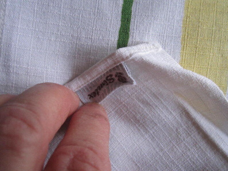 Vintage Mid Century 53x62 Simtex Yellow Floral Cotton Kitchen Tablecloth