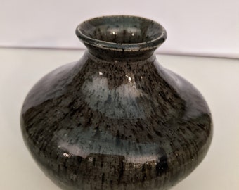 Vintage 1970s Modernist Studio Pottery Signed Vase with Gray/Green Glaze Dated '78