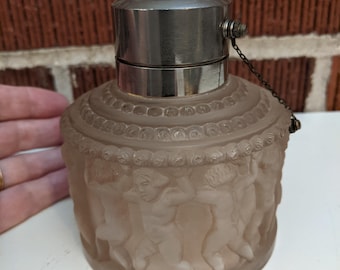 Vintage 1930 Lalique Art Glass „Enfants” Sepia Butelka z atomizerem do perfum sygnowany R.LALIQUE FRANCE