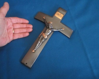 Vintage Beautifully Detailed Hanging Copper Crucifix for Christian Wall Decor