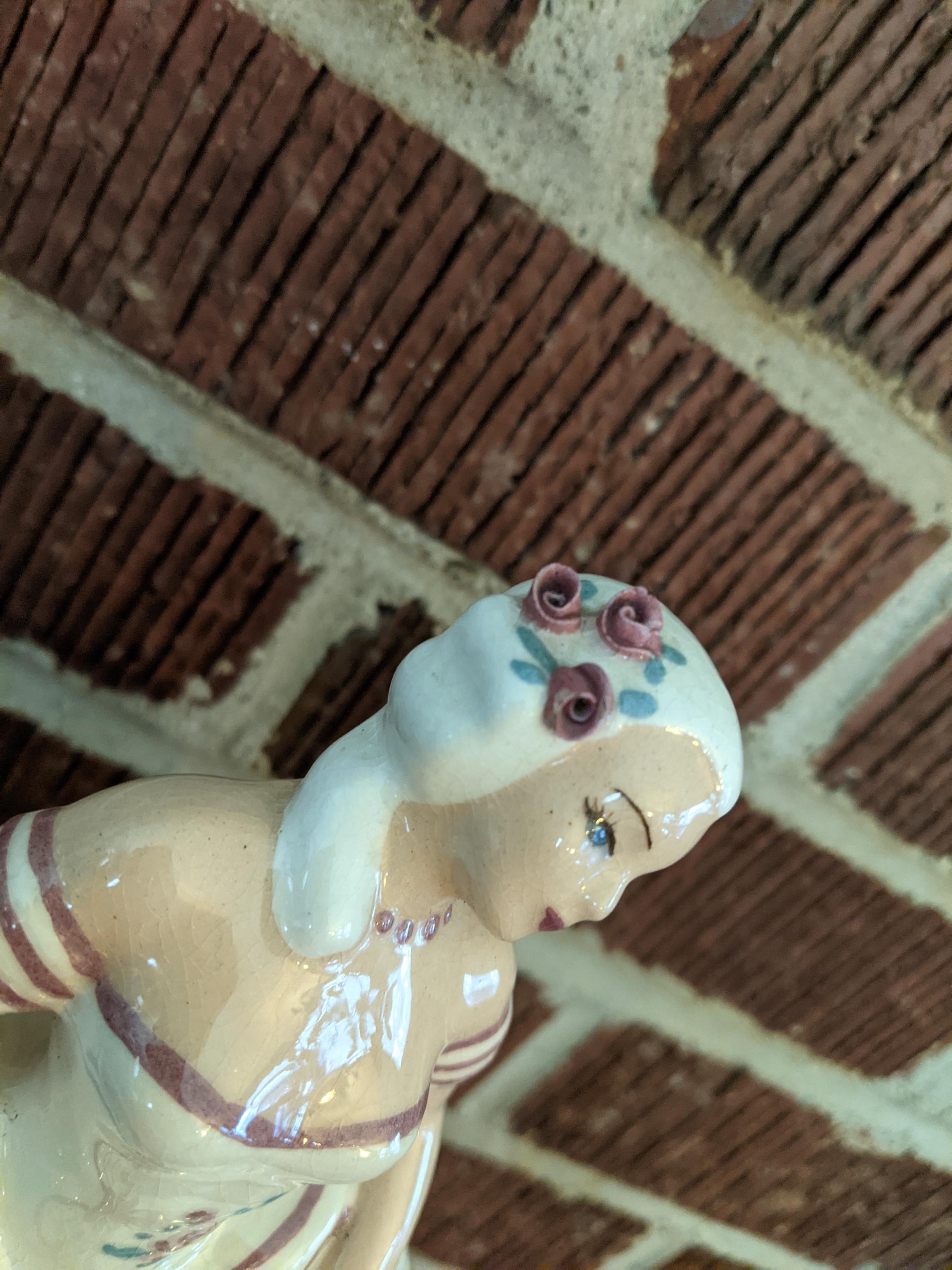 Vintage 1940s Pair of California Pottery Lady and Suitor Figures