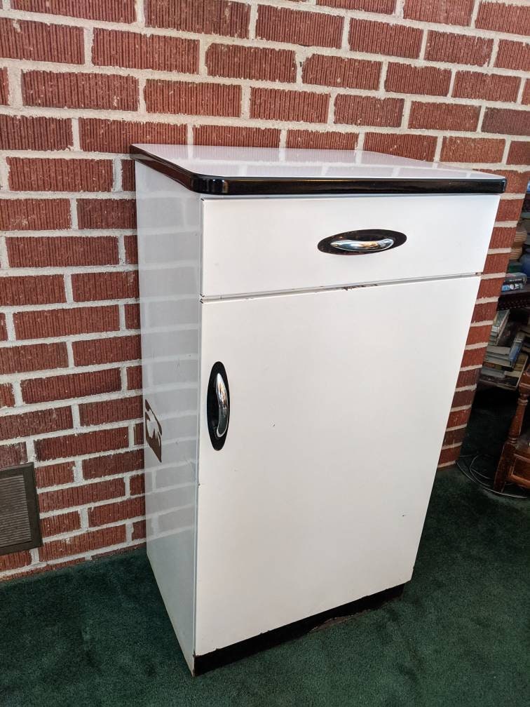 White metal cabinet vintage outlet