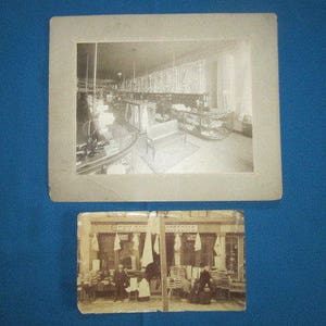 Antique Large Cabinet Card Real Photo Lot of Historical Identified Keokuk, Iowa Schenk Store Exterior and Interior