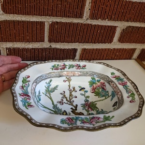 Vintage 1940s Coalport England Indian Tree Design 10&quot; Serving Bowl