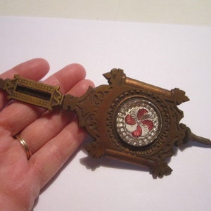 Antique 19c Ornate Metal Mantel Clock Pendulum with Glass Insert