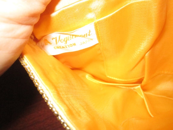 Vintage Glass Golden Beaded Evening Clutch Bag Pu… - image 4