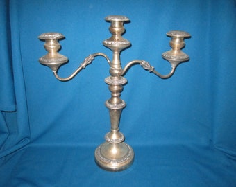 Vintage Large 19" Ornate Silverplate Triple Candelabra Candle Holder