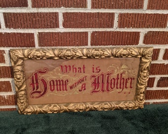 Antique Victorian Beautiful Framed Embroidery Motto "Friendship Love and Truth"