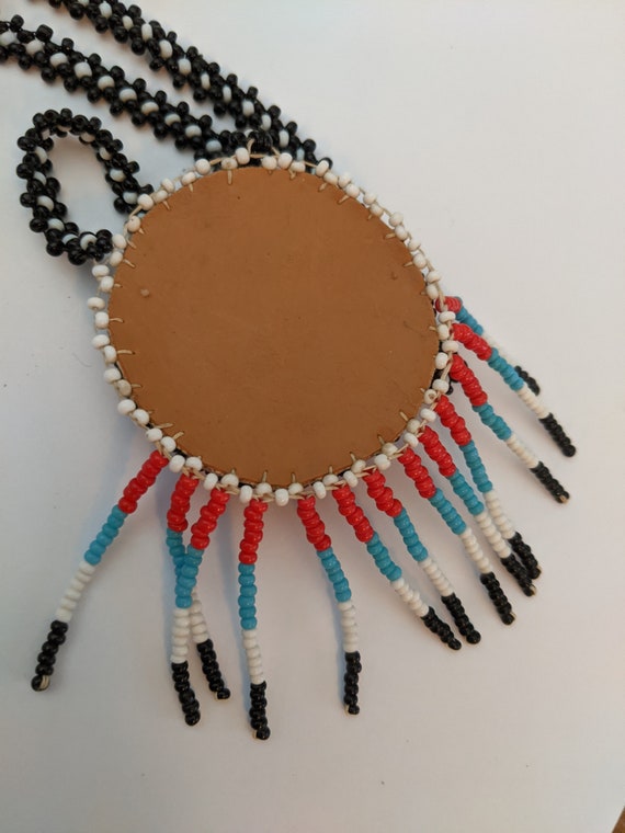 Vintage Beaded Native American Indian Design Larg… - image 4
