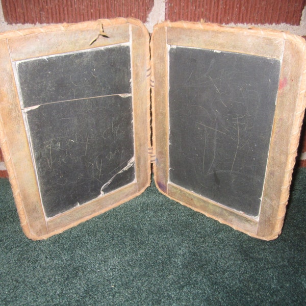 Antique Primitive Circa 1900 Childs Wooden Slate School Double Chalk Board