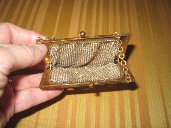 Vintage Beautiful Petite White Enamel Mesh Purse … - image 3