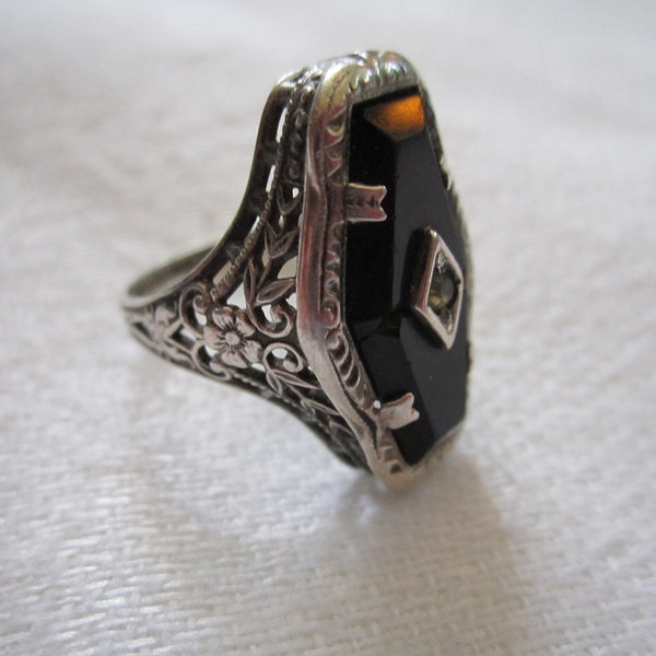 Vintage 1920s Sterling Silver Filigree Ring for Repair