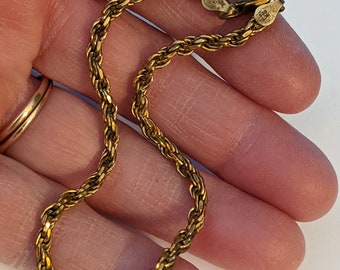 Vintage Sterling Silver Vermeil Simple Twisted Chain Bracelet