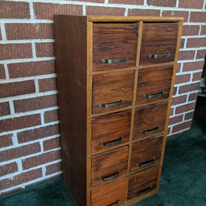 Sturdy Hand Crafted Wood 28" Parts Cabinet with 10 Divided Drawers